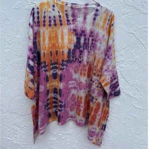 Atelier5 Womens By Gozde Yilmaz Tie Dye Top Multicolor Sz One Size Fits All
